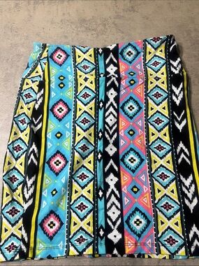Forever 21 Bright Aztec Mini Skirt - Turquoise, Pink, Yellow, Black